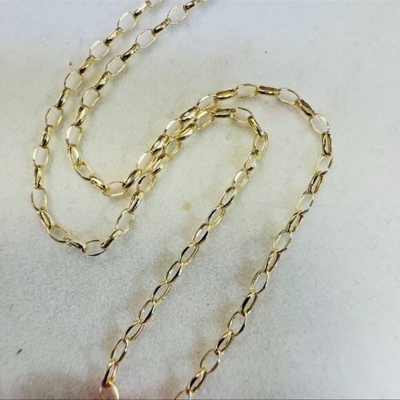 Solid 10K Yellow Gold 2.5mm Rolo Link Chain Necklace 17’’ - Picture 3 of 4